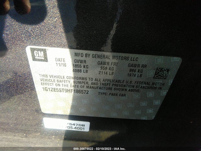 Chevrolet MALIBU LT 2017 1G1ZE5ST9HF186572 Image 10