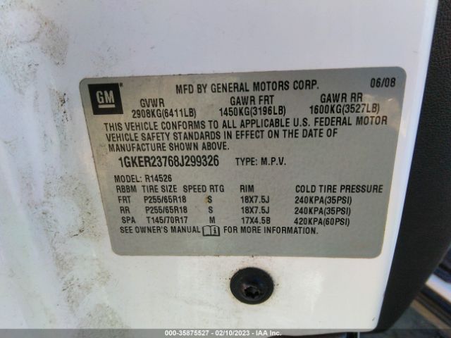 1GKER23768J299326 GMC Acadia Slt1
