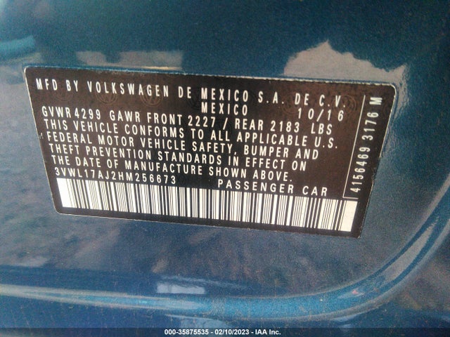 3VWL17AJ2HM256673 Volkswagen Jetta 1.8t Sel