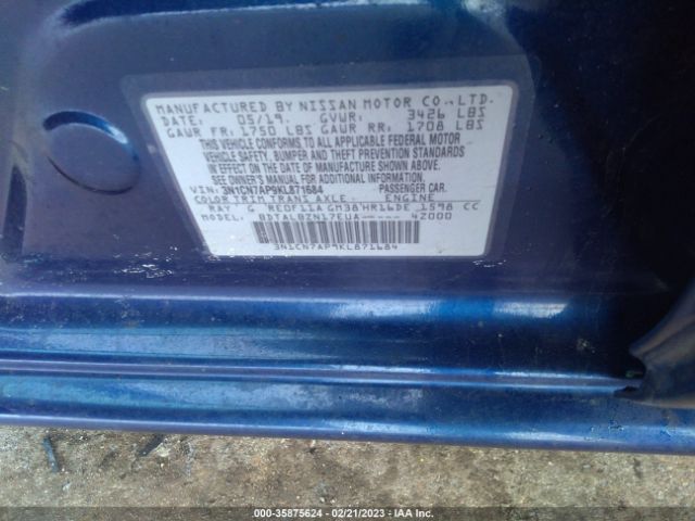 3N1CN7AP9KL871684 Nissan Versa Sedan Sv