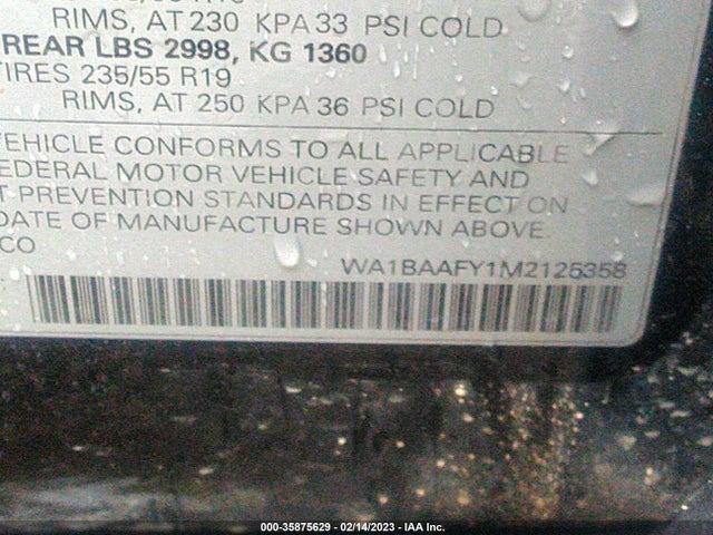 WA1BAAFY1M2125358 Audi Q5 Premium Plus