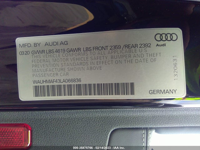 WAUHMAF43LA066836 Audi A4 Premium Plus