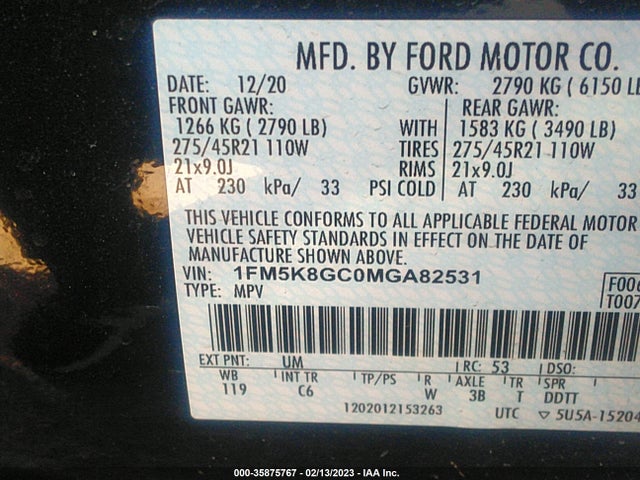 Ford Explorer St 2021 1FM5K8GC0MGA82531 Image 9