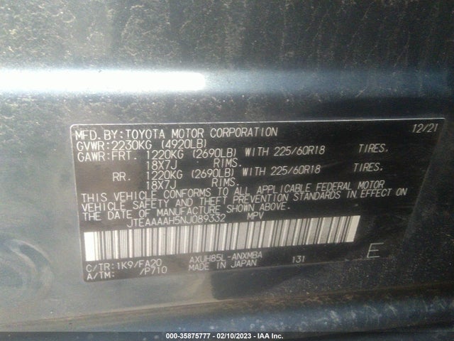Toyota Venza Le/xle/limited 2022 JTEAAAAH5NJ089332 Image 9