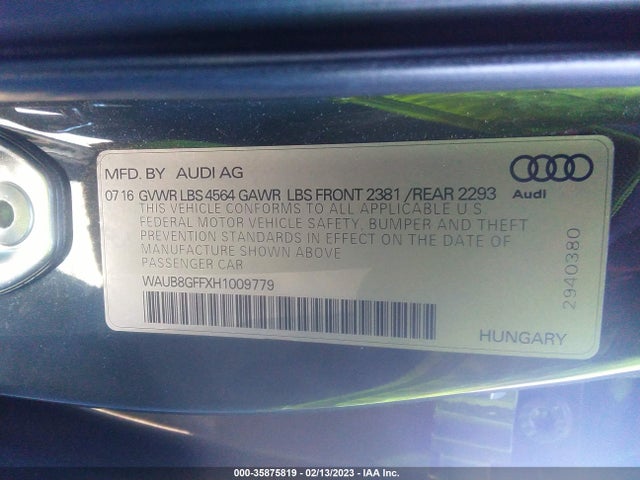 2017 Audi A3, VIN: WAUB8GFFXH1009779