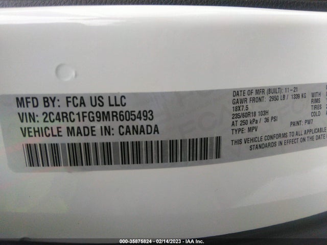 2021 Chrysler Pacifica, VIN: 2C4RC1FG9MR605493