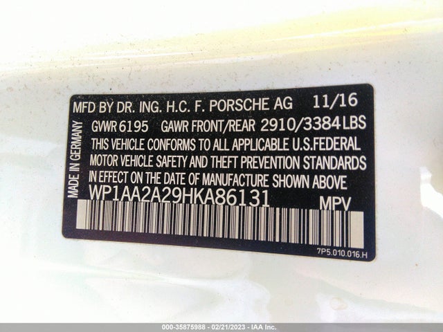 2017 PORSCHE CAYENNE WP1AA2A29HKA86131 Photo 8