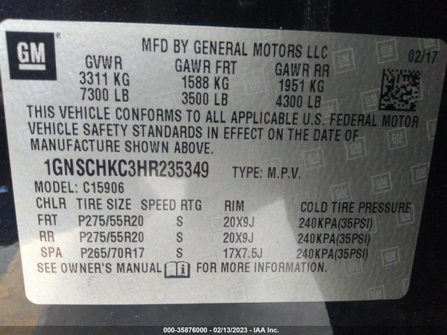 Chevrolet Suburban Lt 2017 1GNSCHKC3HR235349 Image 11
