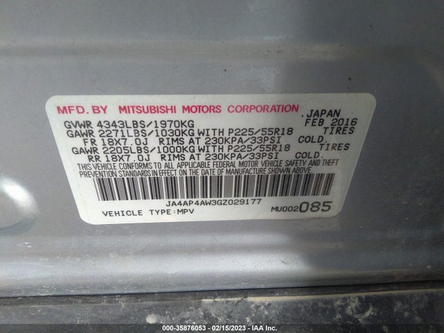 JA4AP4AW3GZ029177 Mitsubishi Outlander Sport 2.4