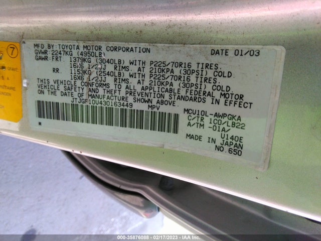 JTJGF10U430163449 Lexus RX 300