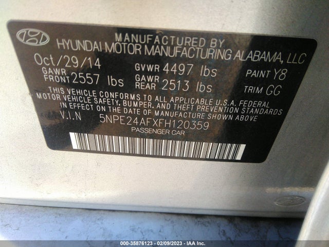 2015 Hyundai Sonata, VIN: 5NPE24AFXFH120359