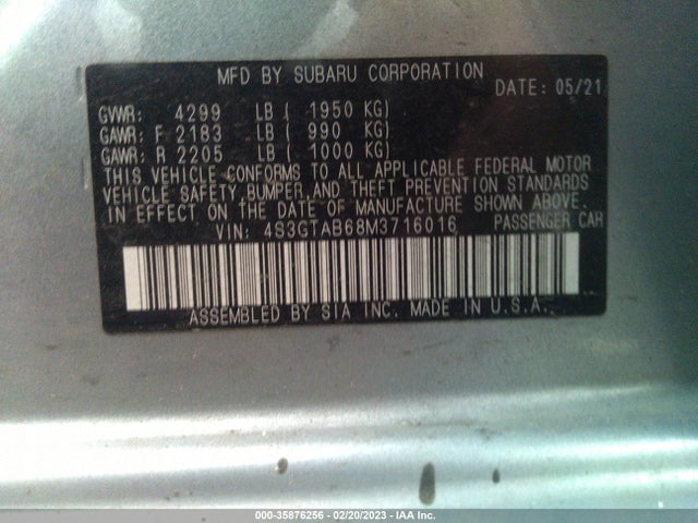 2021 Subaru Impreza, VIN: 4S3GTAB68M3716016