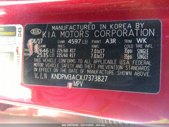KNDPM3ACXJ7373827 KIA Sportage Lx