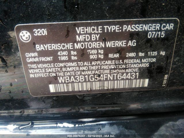 WBA3B1G54FNT64431 BMW 3 Series 320i