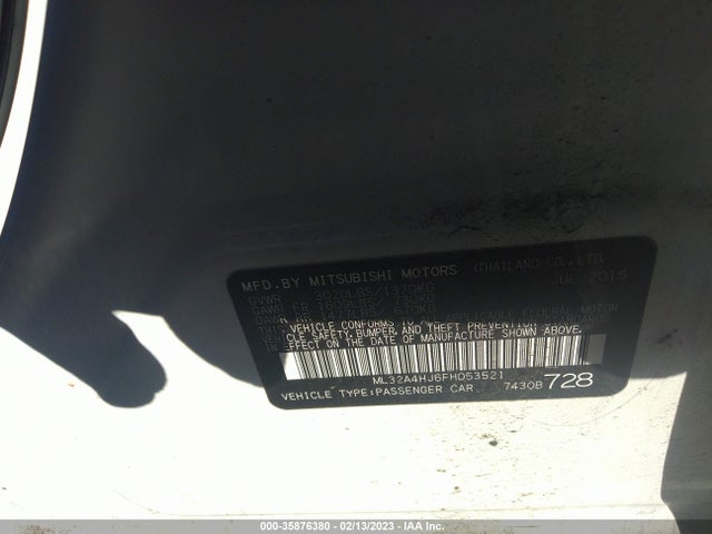 ML32A4HJ6FH053521 Mitsubishi Mirage Es/rf