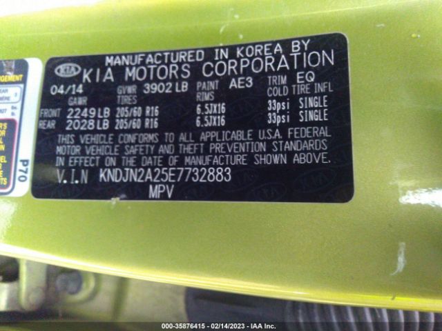 KNDJN2A25E7732883 KIA Soul Base