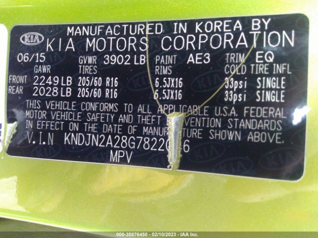 KNDJN2A28G7822046 KIA Soul Base