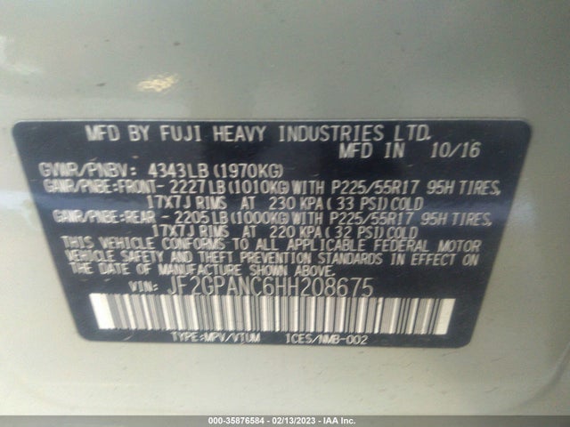 2017 Subaru Crosstrek, VIN: JF2GPANC6HH208675