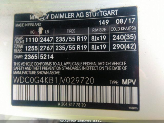 WDC0G4KB1JV029720 Mercedes-Benz GLC 300