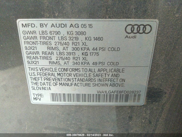 WA1LGAFE8FD028237 Audi Q7 3.0t Premium Plus