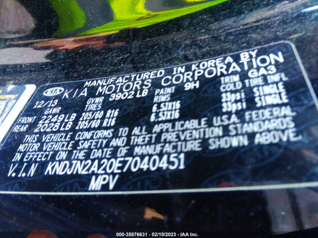 KIA Soul Base 2014 KNDJN2A20E7040451 Image 11
