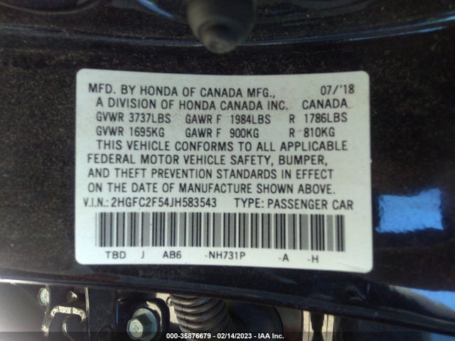 Honda Civic Sedan Lx 2018 2HGFC2F54JH583543 Image 9