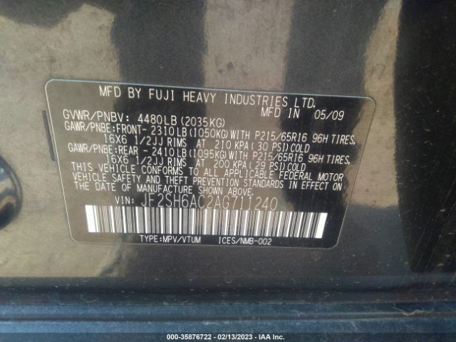 JF2SH6AC2AG711240 Subaru Forester 2.5x