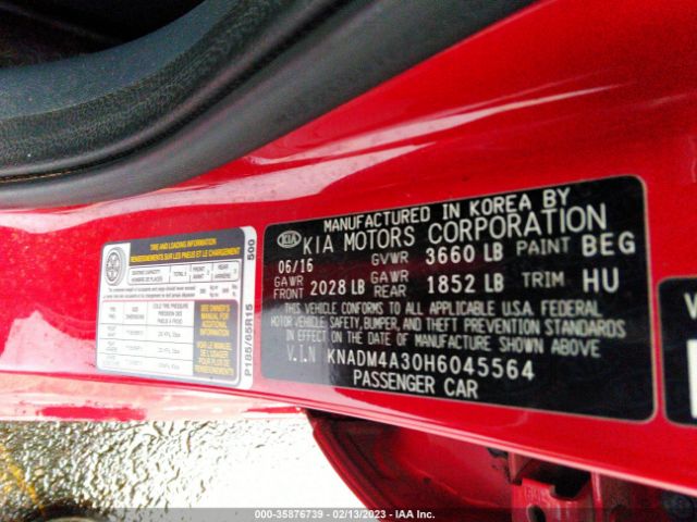 KNADM4A30H6045564 KIA RIO LX
