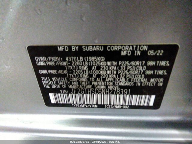 JF2GTHSC6NH278391 Subaru Crosstrek Sport