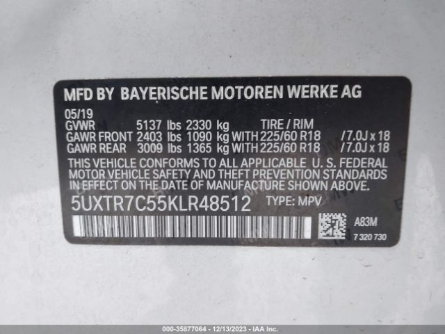 5UXTR7C55KLR48512 BMW X3 Sdrive30i