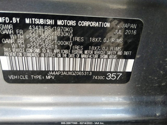 JA4AP3AUXGZ065313 Mitsubishi Outlander Sport 2.0 Es