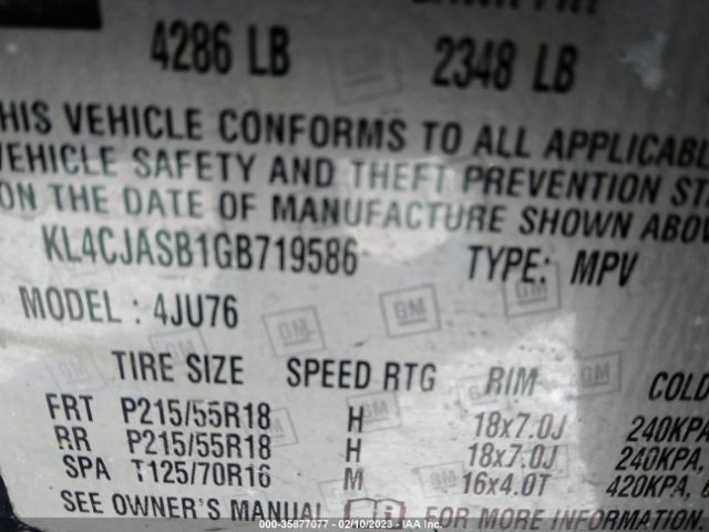 KL4CJASB1GB719586 Buick Encore
