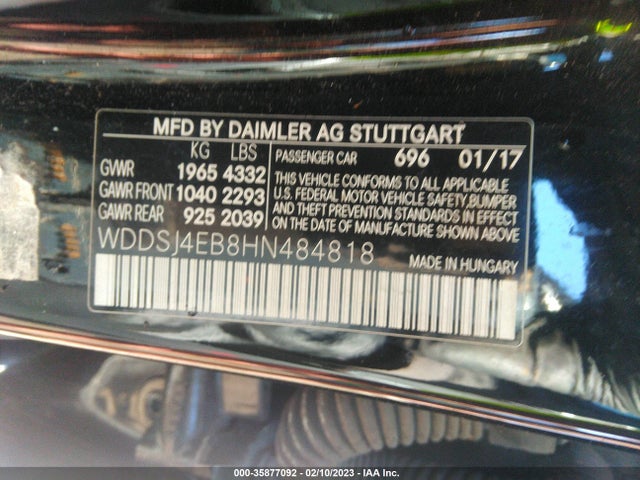 2017 Mercedes-Benz CLA-Class, VIN: WDDSJ4EB8HN484818