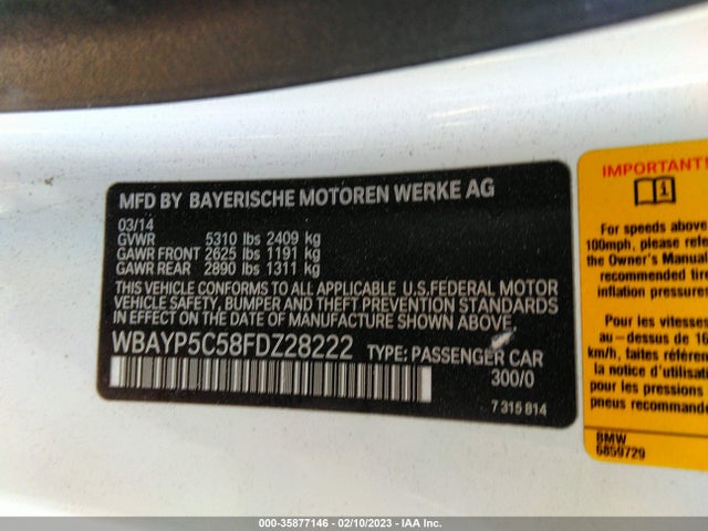 2015 BMW 6 Series, VIN: WBAYP5C58FDZ28222