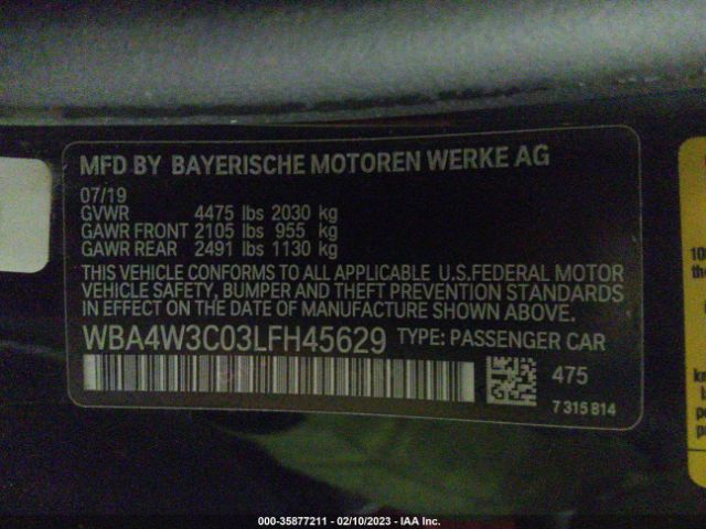 WBA4W3C03LFH45629 BMW 4 Series 430i