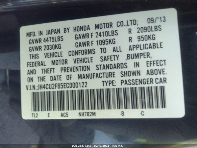 JH4CU2F65EC000122 Acura Tsx Tech Pkg