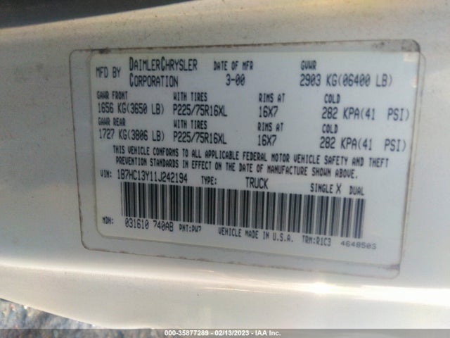 Dodge RAM 1500 2001 1B7HC13Y11J242194 Image 10