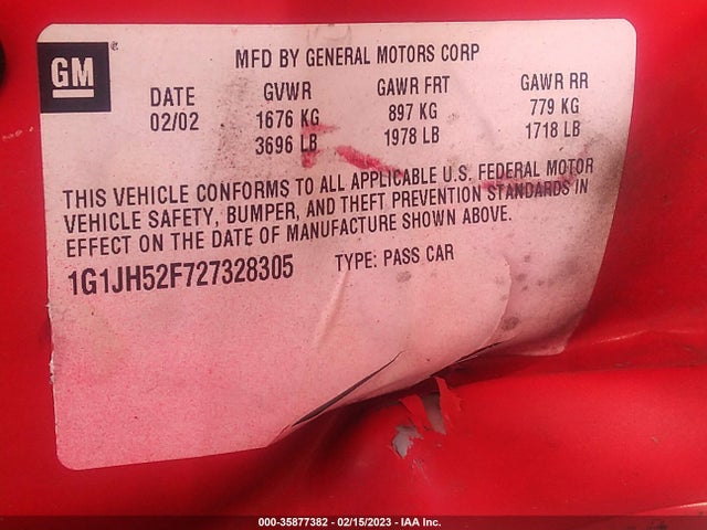 Chevrolet Cavalier Ls Sport 2002 1G1JH52F727328305 Image 9