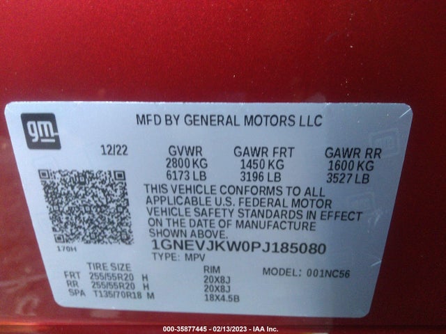 Chevrolet Traverse Rs 2023 1GNEVJKW0PJ185080 Image 9