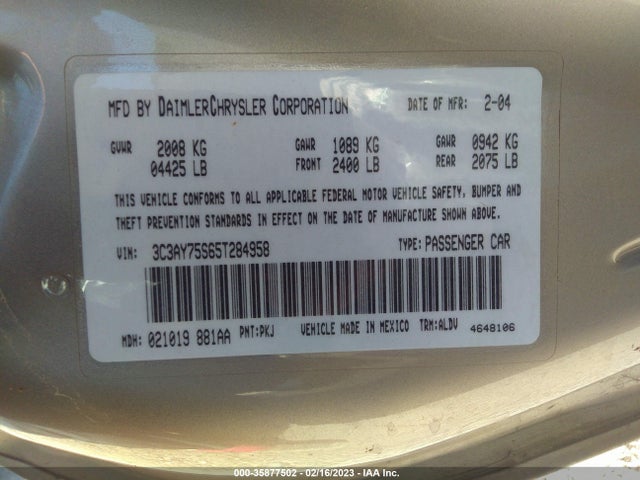 3C3AY75S65T284958 Chrysler Pt Cruiser Gt