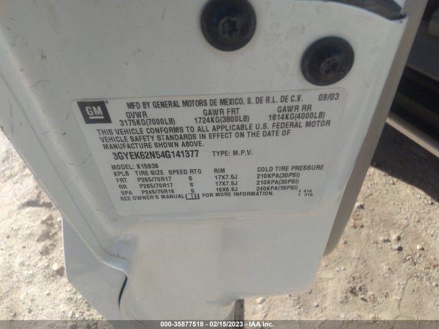 3GYEK62N54G141377 Cadillac ESCALADE EXT