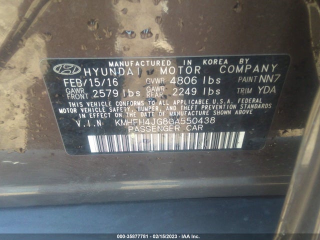 2016 Hyundai Azera, VIN: KMHFH4JG8GA550438