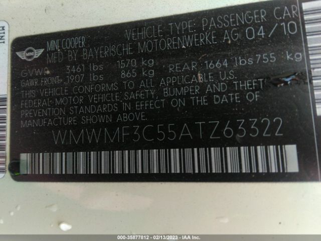 WMWMF3C55ATZ63322 Mini Cooper