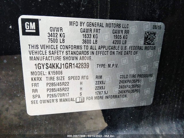 1GYS4KKJ1GR142839 Cadillac Escalade Esv Platinum