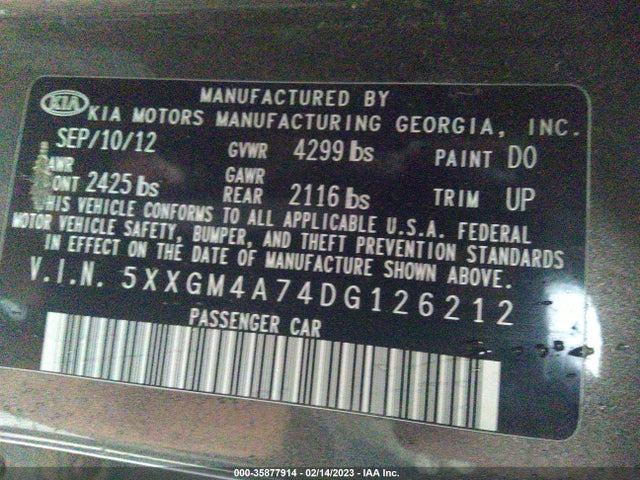 2013 KIA OPTIMA 5XXGM4A74DG126212 Photo 8