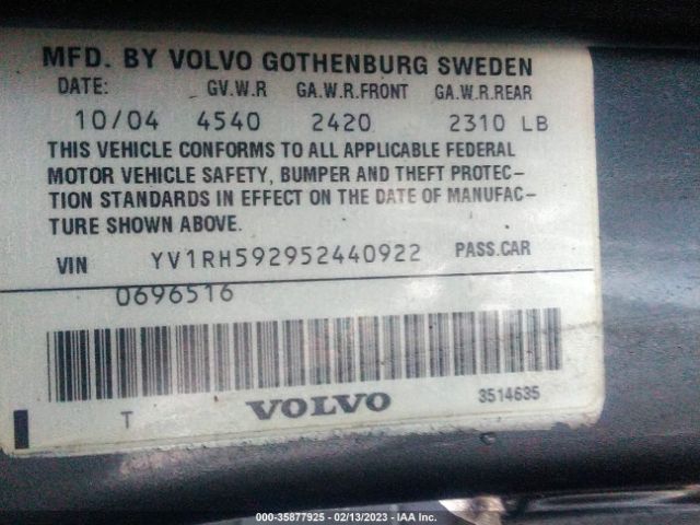 YV1RH592952440922 Volvo S60