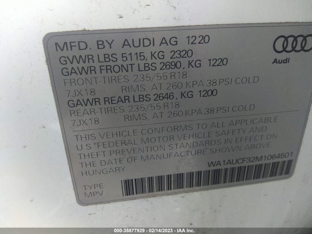 2021 Audi Q3, VIN: WA1AUCF32M1064501