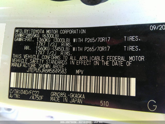 2021 Toyota 4Runner, VIN: JTEPU5JR6M5849583