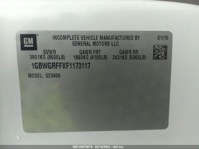 2015 Chevrolet Express, VIN: 1GBWGRFFXF1173117