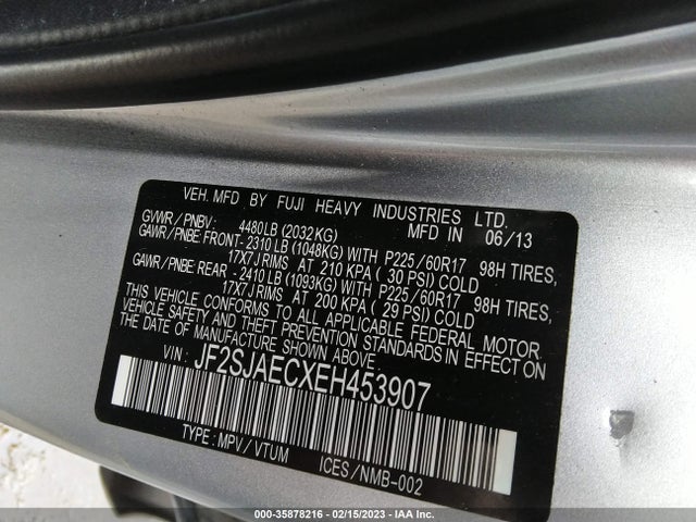 2014 SUBARU FORESTER 2.5I PREMIUM VIN: JF2SJAECXEH453907